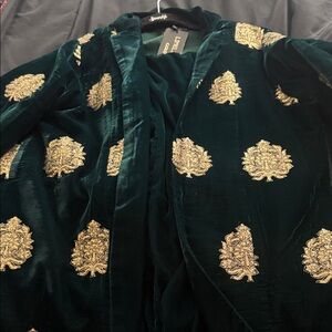 Limelight Green and Gold Long Sleeve Dress